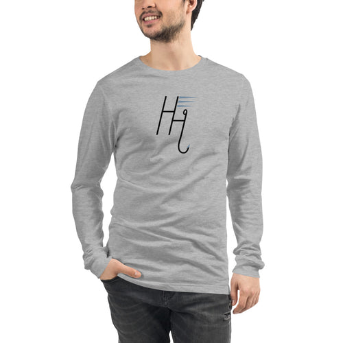 H&H Unisex Coffee Fishing Long Sleeve Gray/White Tee