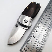 Load image into Gallery viewer, Mini Folding Knife Damascus 440C Blade Wood Handle