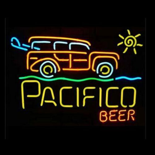 Pacifico Surf Woody Beer Truck Neon Sign Handmade Real Glass Tube Bar Display Neon Signs 24