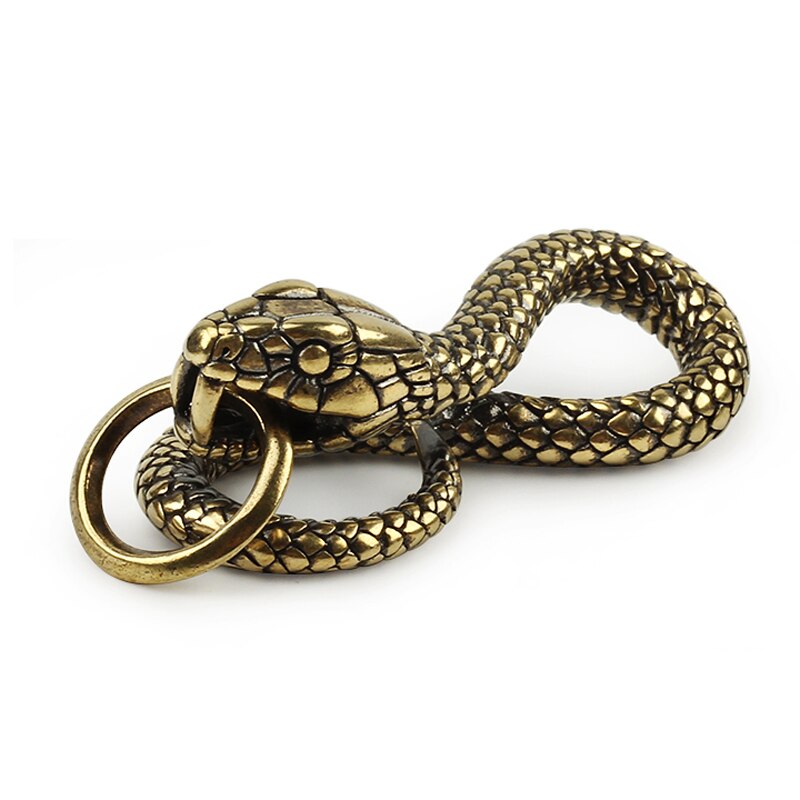 H&H Vintage Brass Snake Keychain Copper Snake