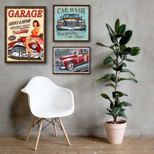 Vintage Metal Car Sign Posters