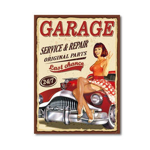 Vintage Metal Car Sign Posters