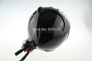 Motorcycle Black Bullet LED Halogen Scalloped Headlight