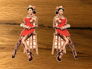 Girl sticker Pinup Oldtimer Diner USA Bar Rockabilly Tattoo Hot Rod