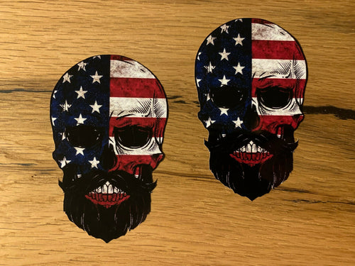 Skull Sticker USA V8 Hotrod Muscle Car V8 Beard