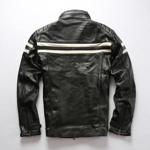 Men Black Genuine Motorcycle Cow leather jacket Fashion Biker Cowhide Jackets