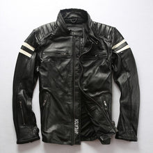 Load image into Gallery viewer, Men Black Genuine Motorcycle Cow leather jacket Fashion Biker Cowhide Jackets