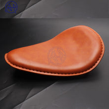 Load image into Gallery viewer, Motorcycle Retro Leather Old School Solo Saddle Seat Brown for Cafe Harley Custom Chopper Bobber