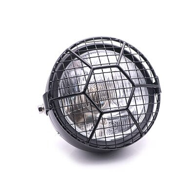 12v 35W Motorcycle Headlight Grille Cover High Low Beam Side Mount Headlamp