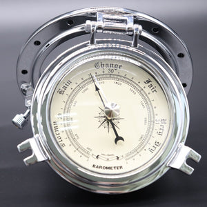 Barometer Compensated Boat Ship Wheel Nautical Weather Instrument Silver