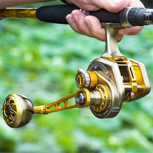 Rooxin Bait Casting Fishing Reel Full Metal Boat Sea Fishing Reel Saltwater Ocean Fishing Wheel Trolling Reel 15BB 30kg Drag